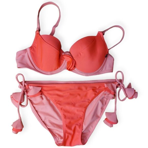 La Vie En Rose Aqua Bikini Swim Set Medium/Large - Picture 4 of 9